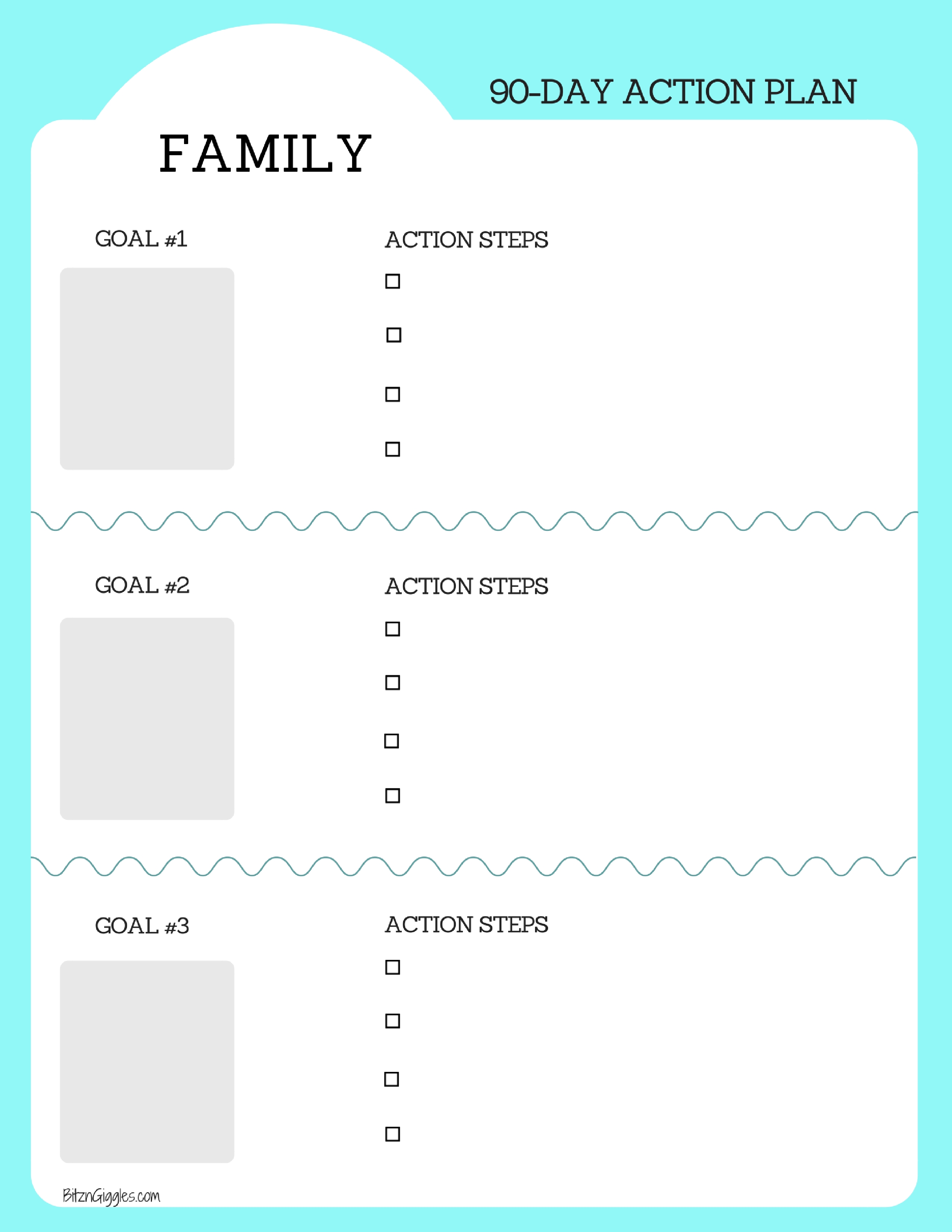 Family Goal Setting Printable - Free 90-day action plan printable to help your family set manageable goals you can work together to achieve.