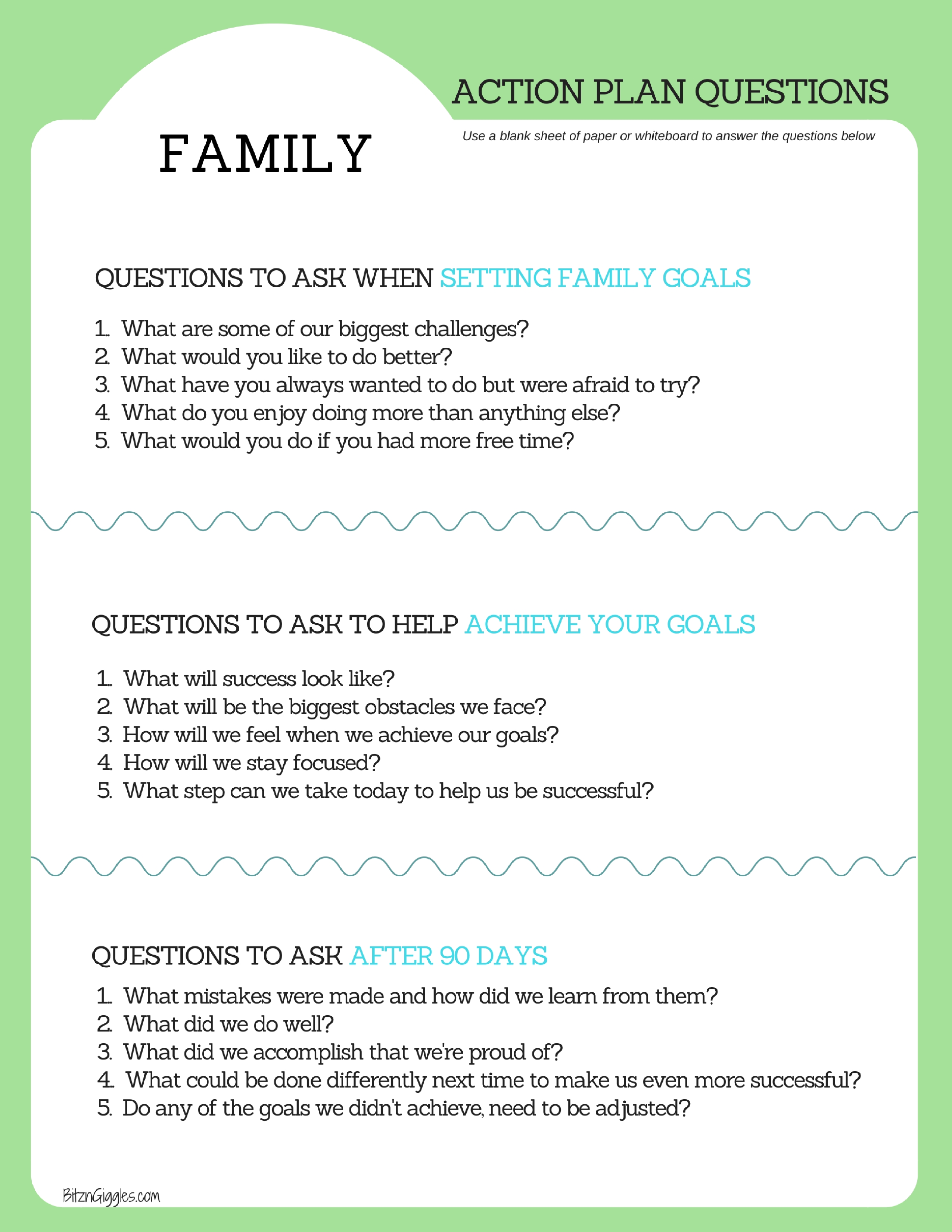 Family Goal Setting Printable - Free 90-day action plan printable to help your family set manageable goals you can work together to achieve.