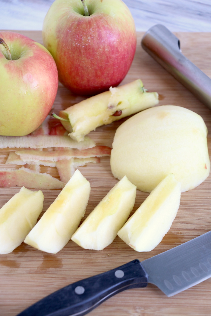 wedges of peeled apple