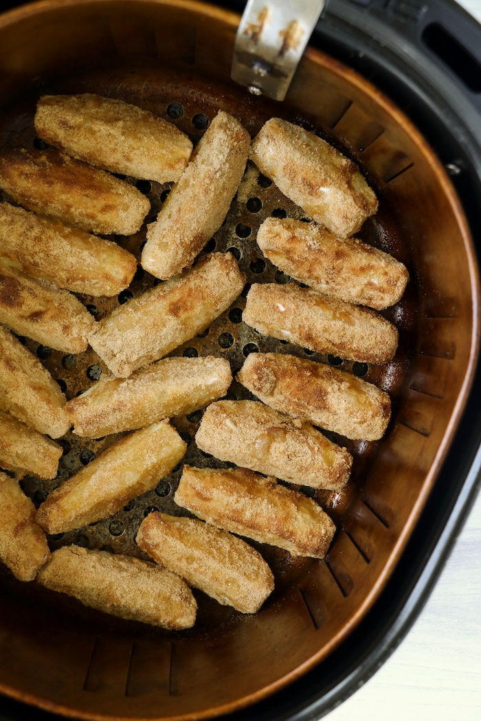 Air fryer apple fries crisped in air fryer