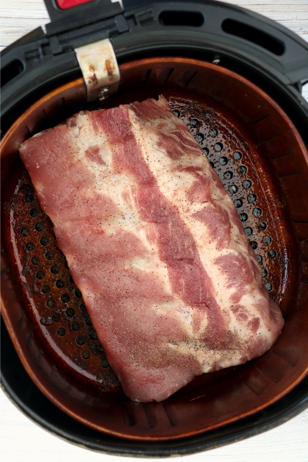 rack of ribs in air fryer basket