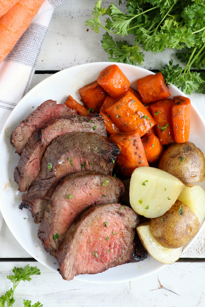 Air Fryer Pot Roast - Fork-tender beef roast, marinated, then air fried to perfection. Cook time is only 30 minutes!