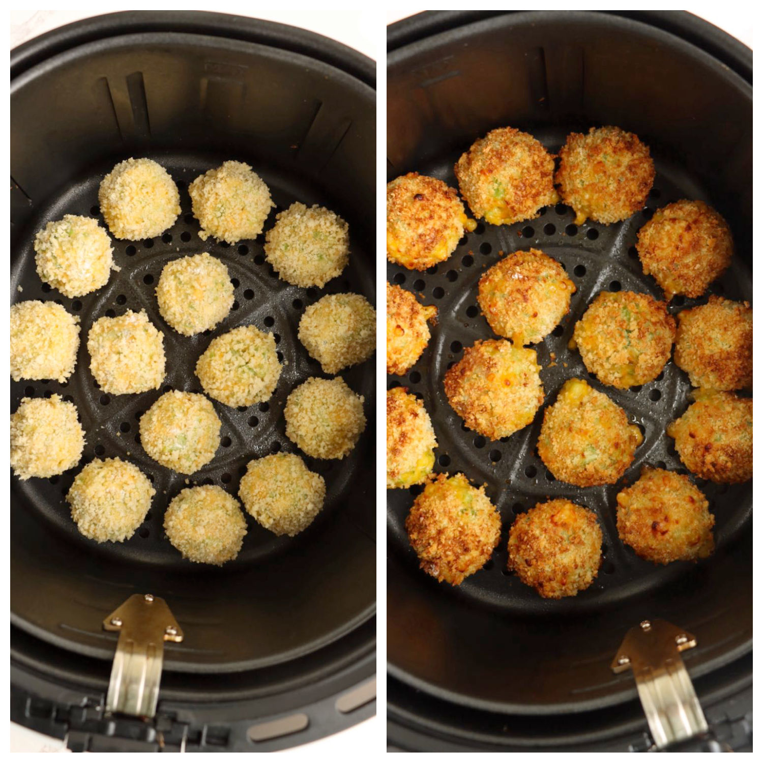 Air frying broccoli cheese balls