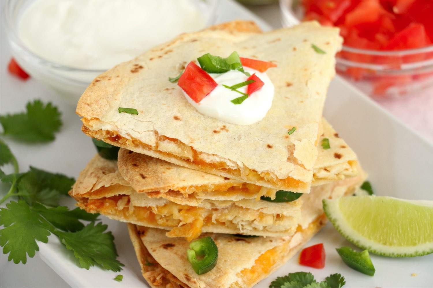 stack of quesadilla pieces