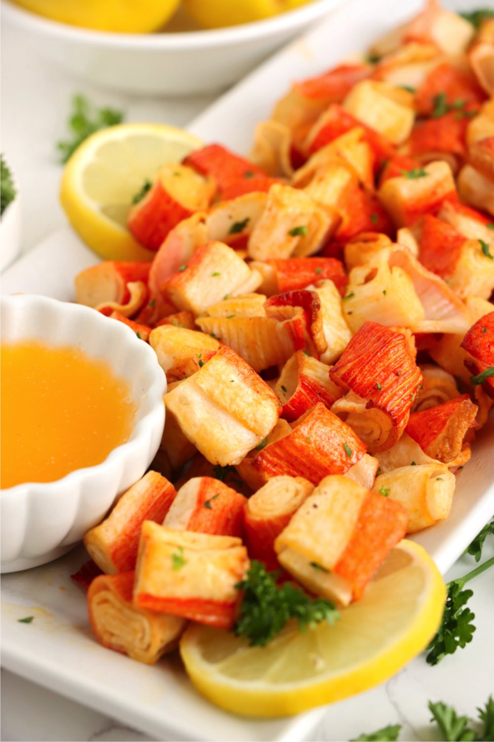 up close shot of air fryer crab bites