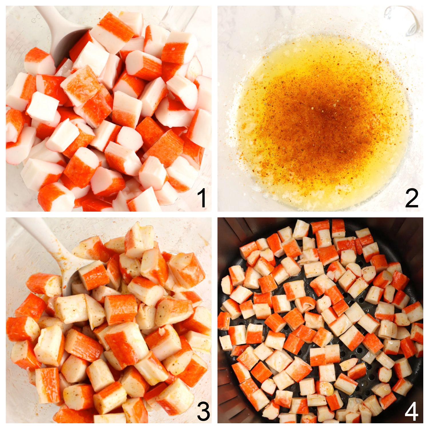 steps for making crab bites in the air fryer