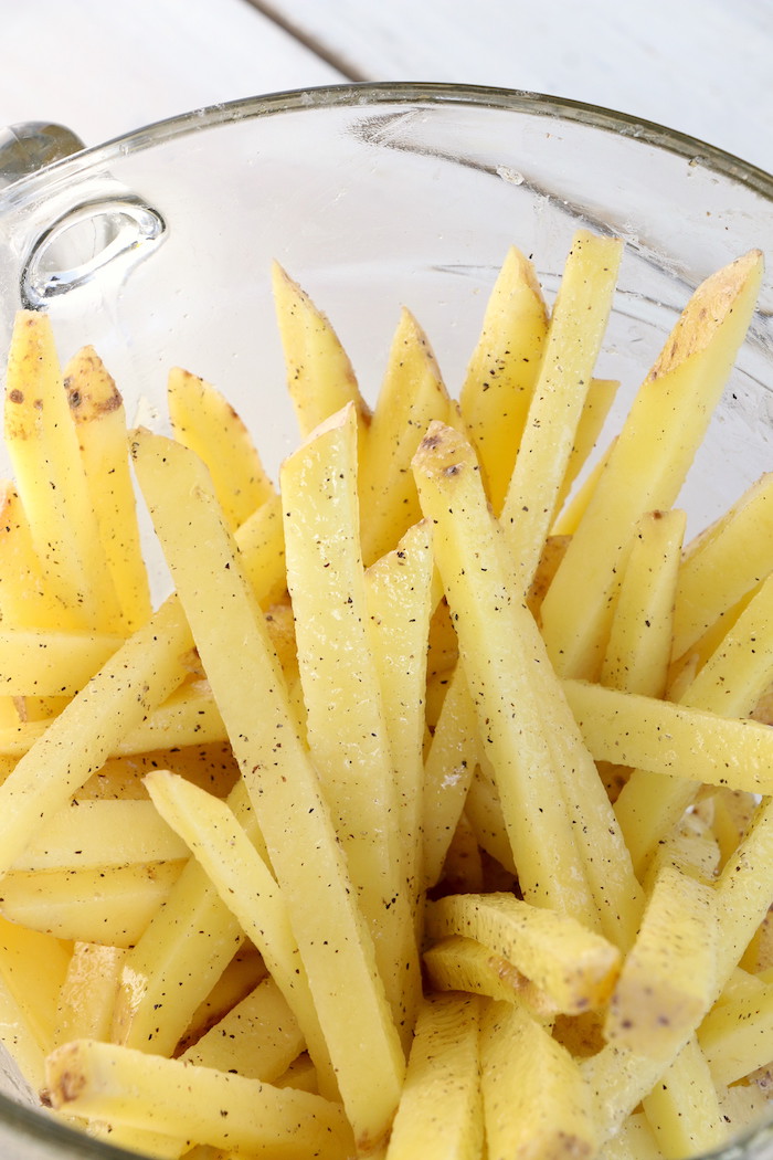 Air Fryer French Fries - Delicious hand cut fries made in the air fryer with 75% less fat than deep frying!