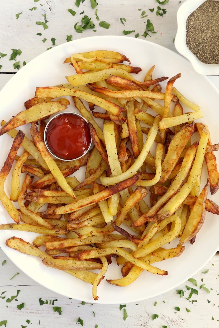 Air Fryer French Fries - Delicious hand cut fries made in the air fryer with 75% less fat than deep frying!