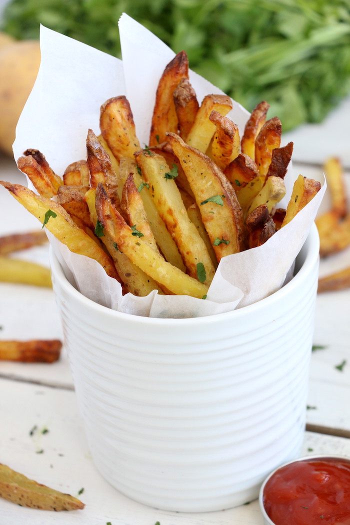 Air Fryer French Fries - Delicious hand cut fries made in the air fryer with 75% less fat than deep frying!