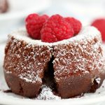 lava cake with raspberries on top