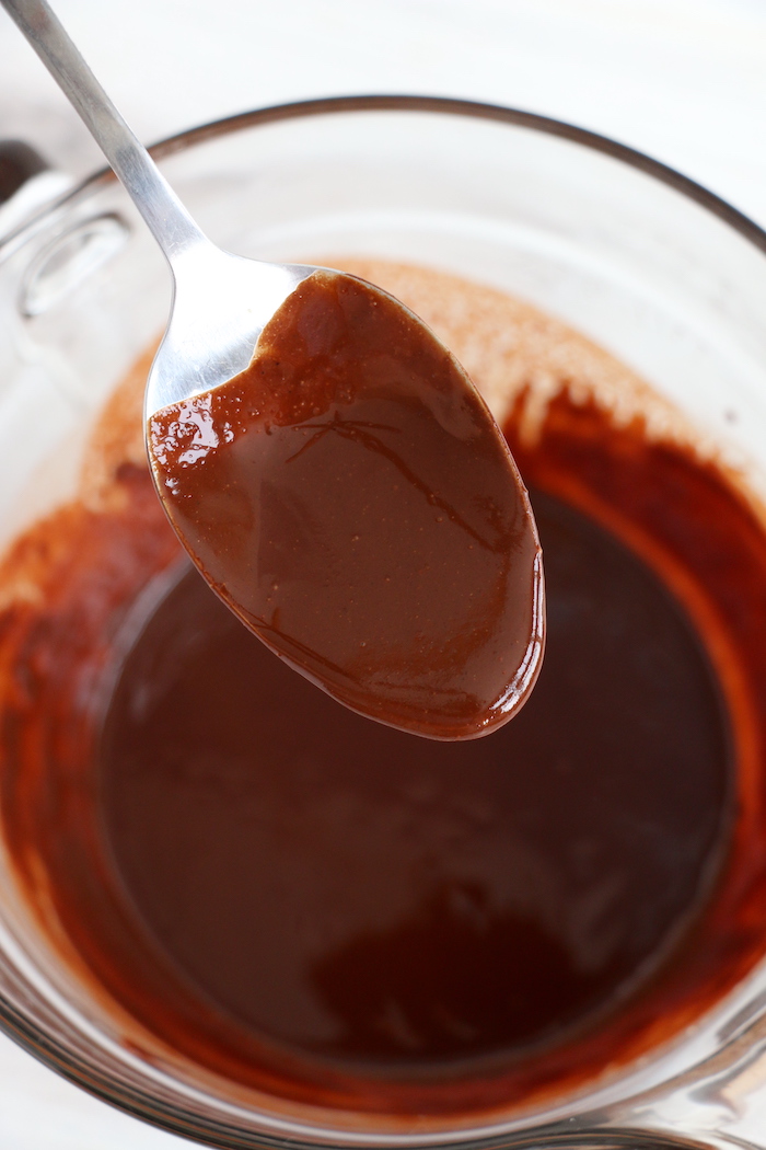 melted chocolate on a spoon