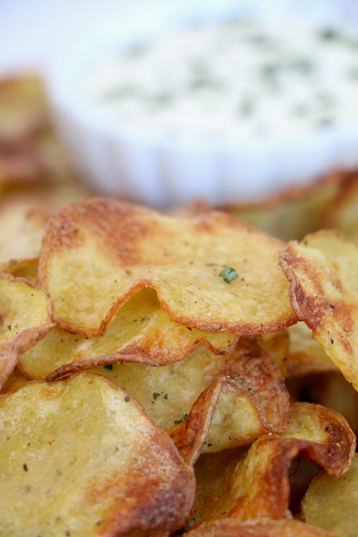 Air Fryer Potato Chips - Crispy, homemade potato chips made better for you in an air fryer!