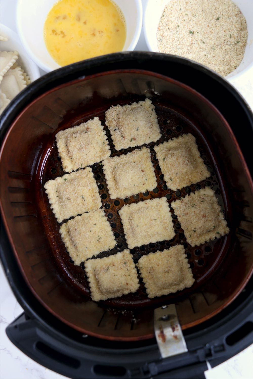 ravioli in air fryer basket