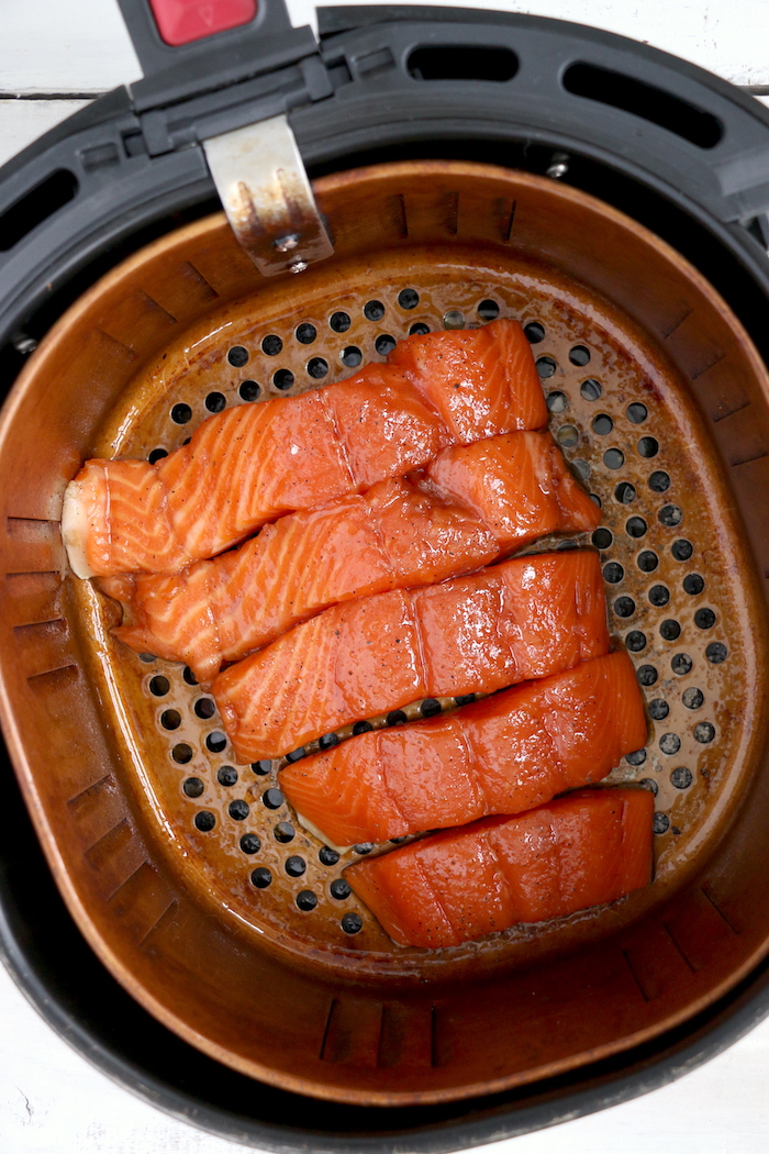 Salmon fillets in an air fryer