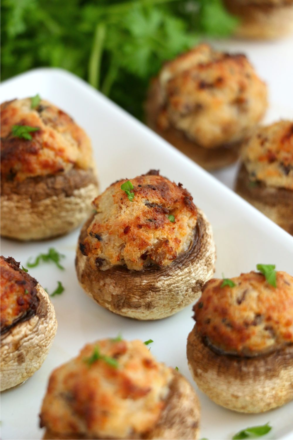 platter of stuffed mushroom caps