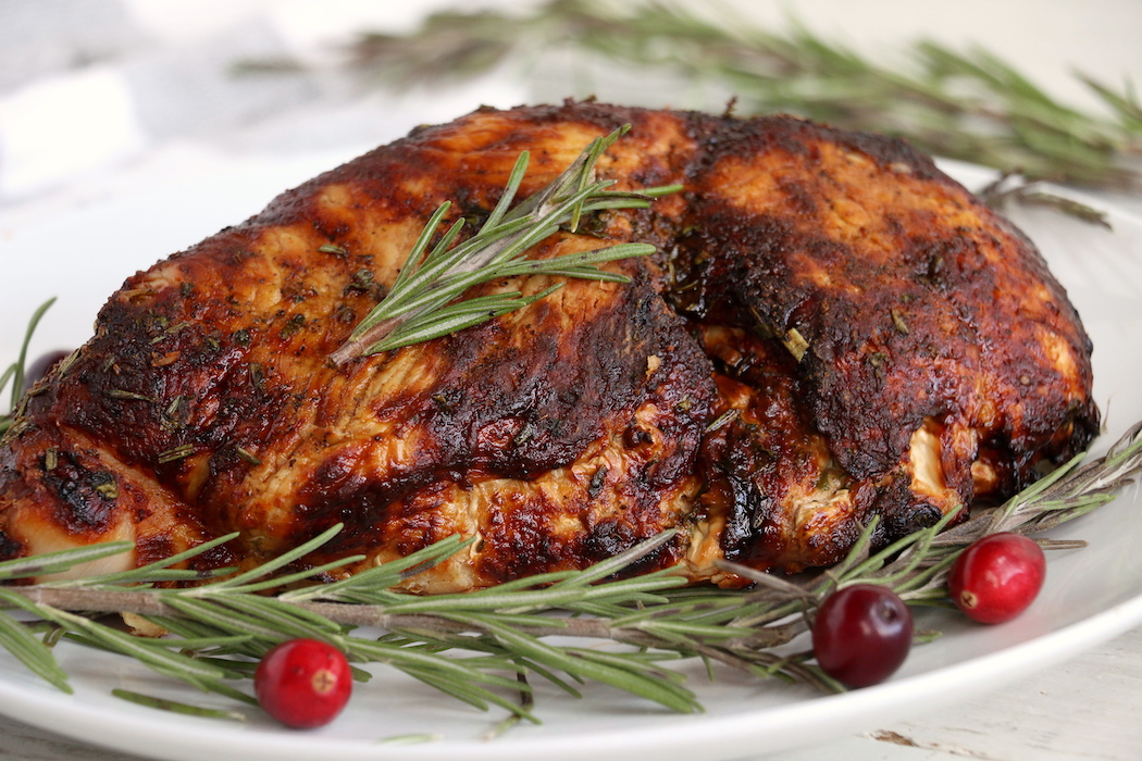 Air Fryer Turkey Breast - Garlic and fresh herb-seasoned turkey in the air fryer - moist and juicy on the inside with a crispy, golden brown skin on the outside.