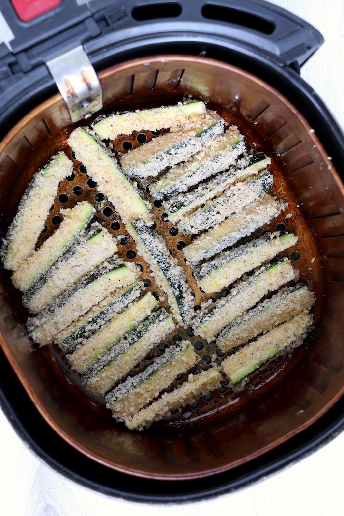 zucchini fries in air fryer basket
