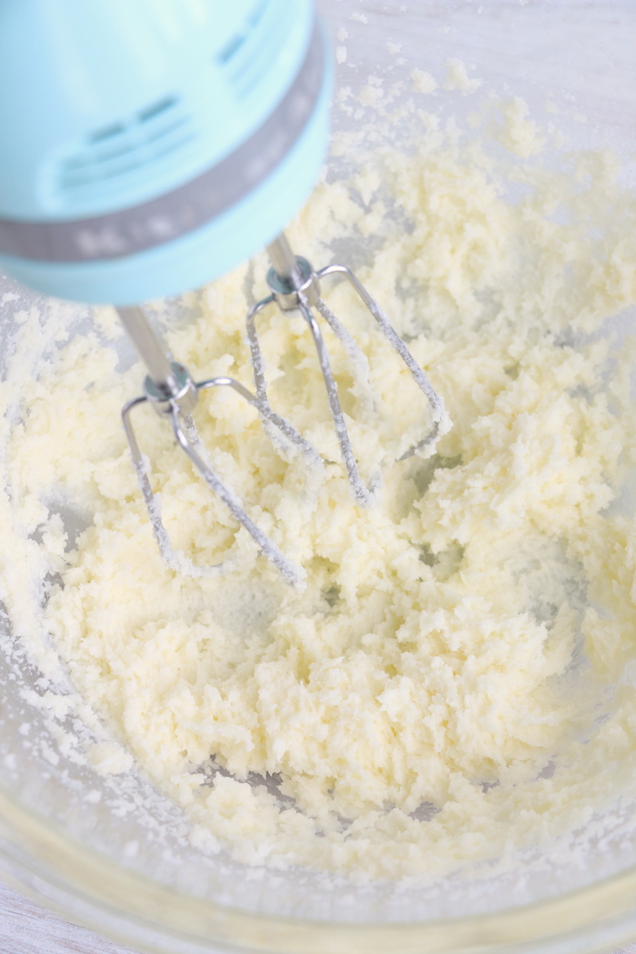 whipping butter and sugar together