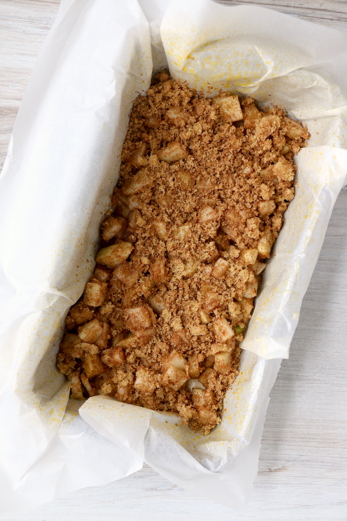 cinnamon sugar on top of fresh apple bread