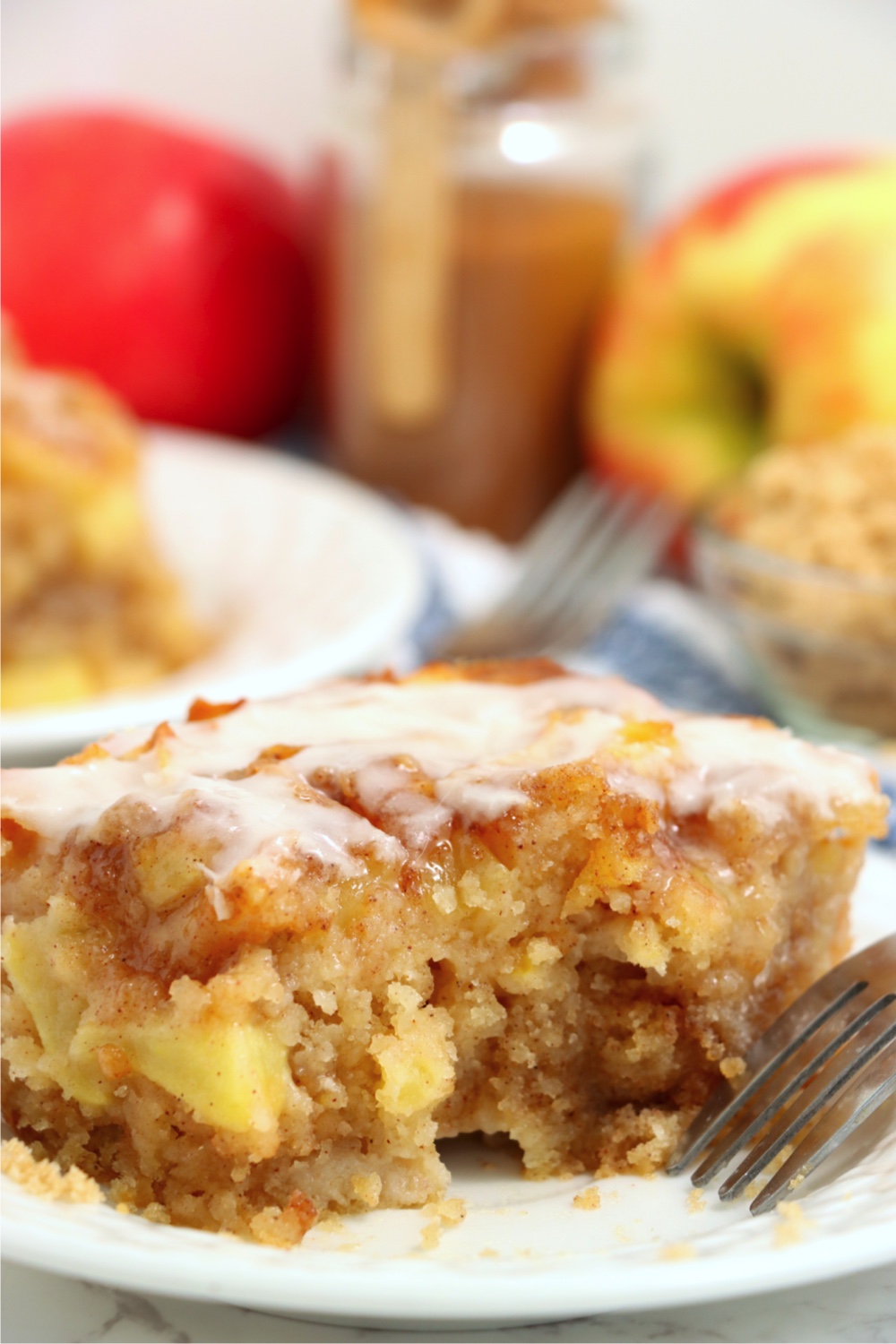 piece of glazed apple fritter cake