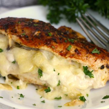 Chicken breast stuffed with a cheesy artichoke filling