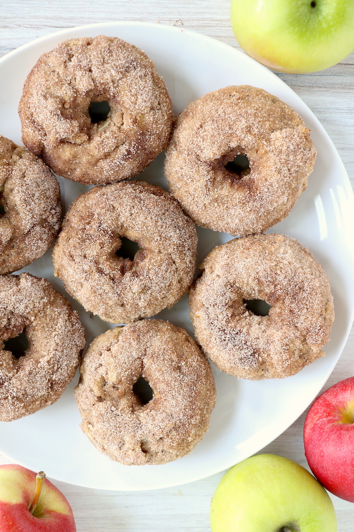 Plate of baked apple donuts
