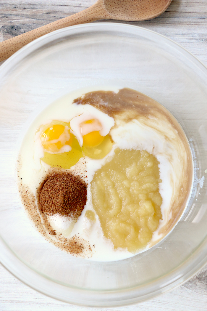 wet ingredients for baked apple donuts