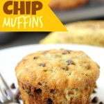 Banana Chocolate Chip Muffins - Quick and easy banana muffins with mini chocolate chips sprinkled throughout!