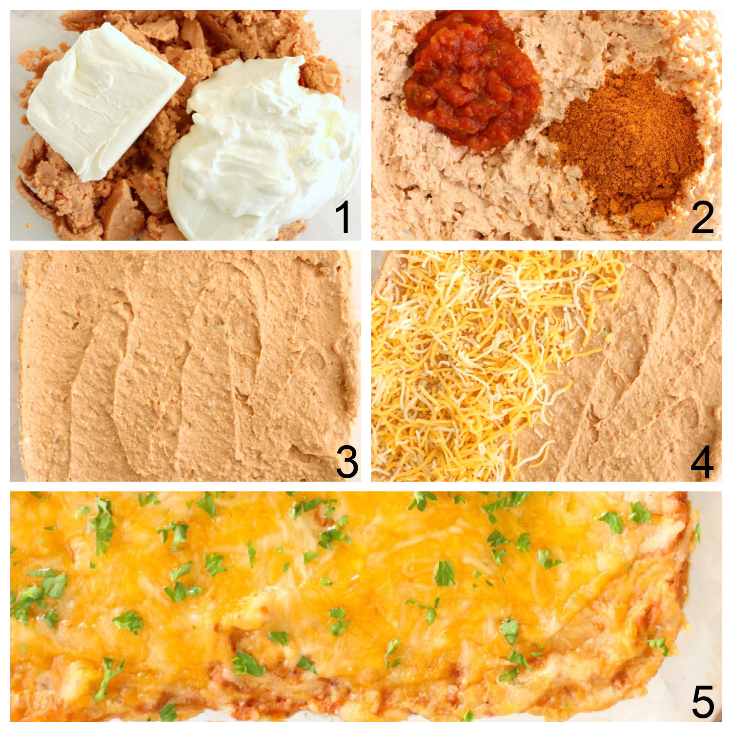 steps for making cheesy bean dip