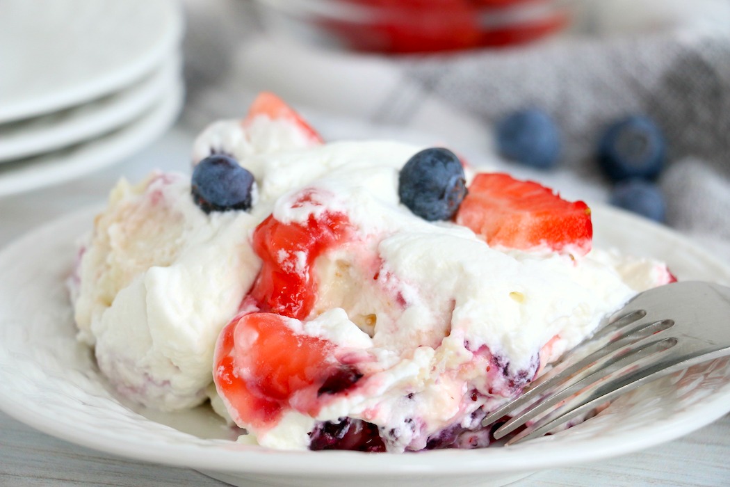 strawberry and blueberry angel food cake dessert