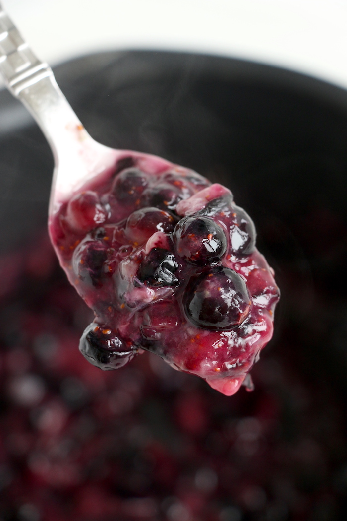 spoonful of glazed blueberries