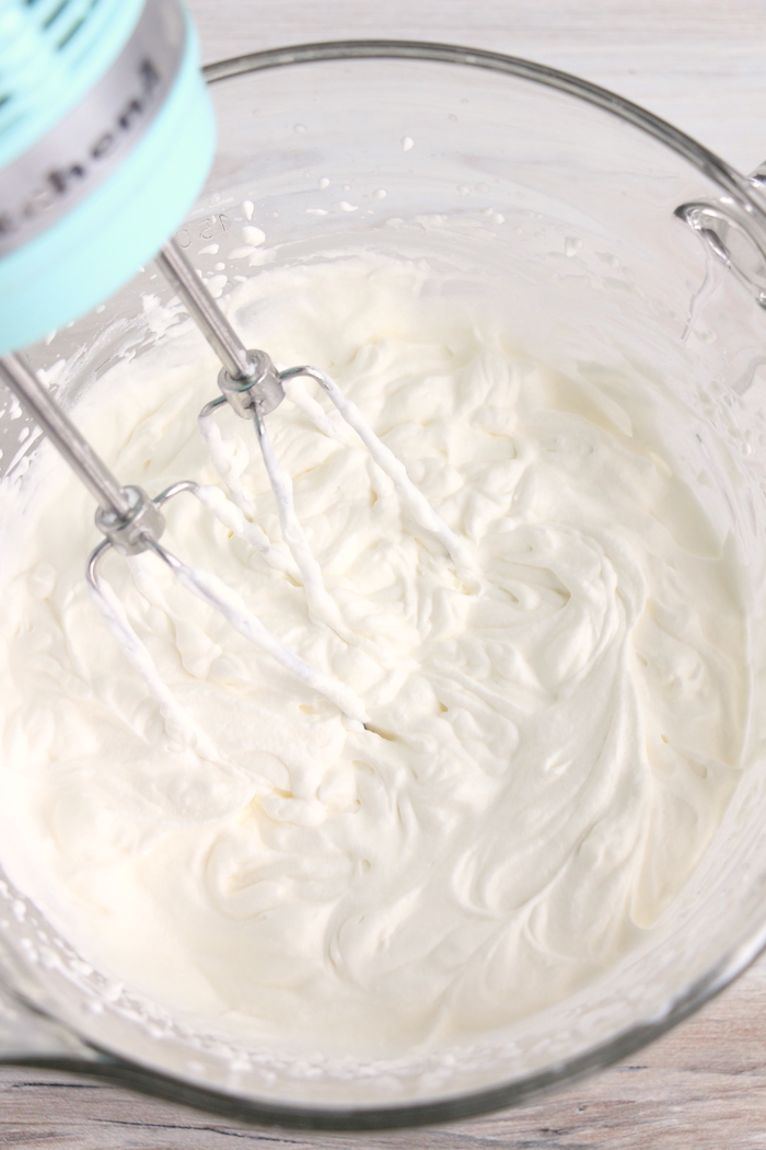 using a hand mixer to make whipped topping