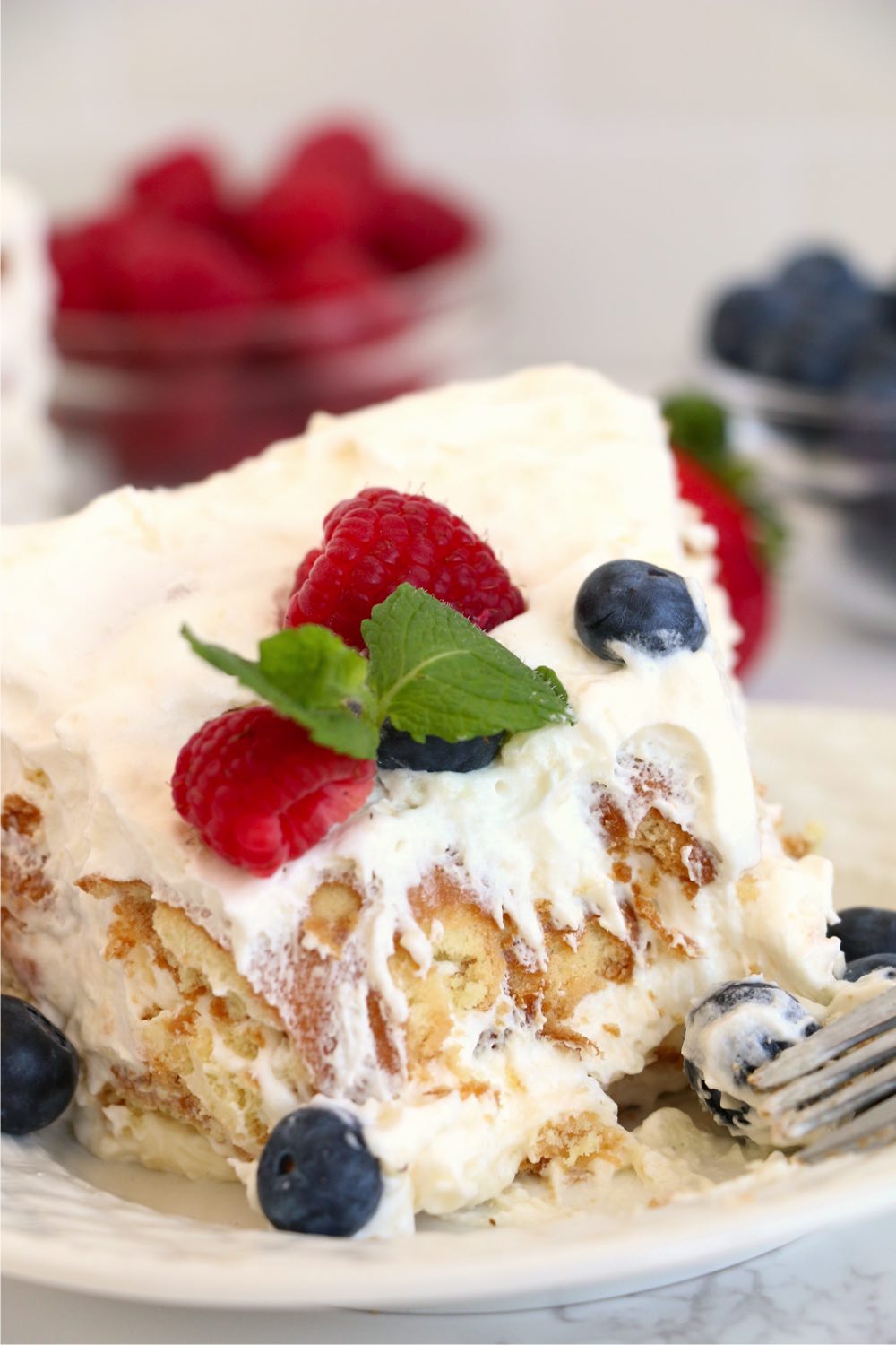 half eaten piece of no-bake layered cake