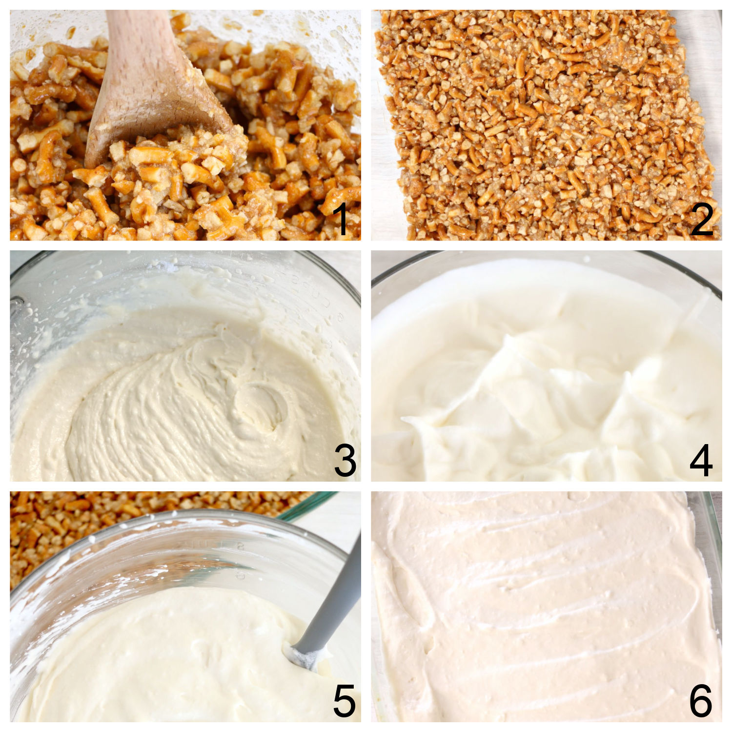 steps for making berry pretzel dessert crust