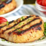 grilled pork chop on a plate