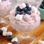 Blueberry fluff salad in a dessert cup