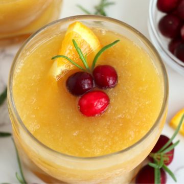 top shot of frozen slush drink in a glass