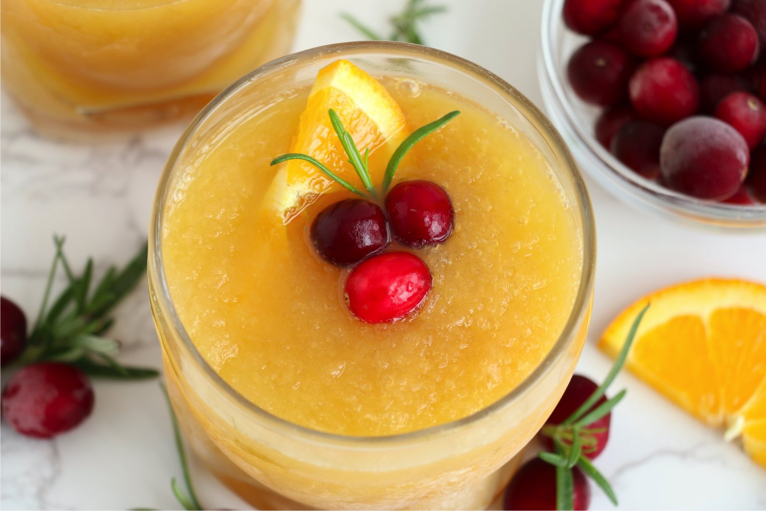 top shot of frozen slush drink in a glass