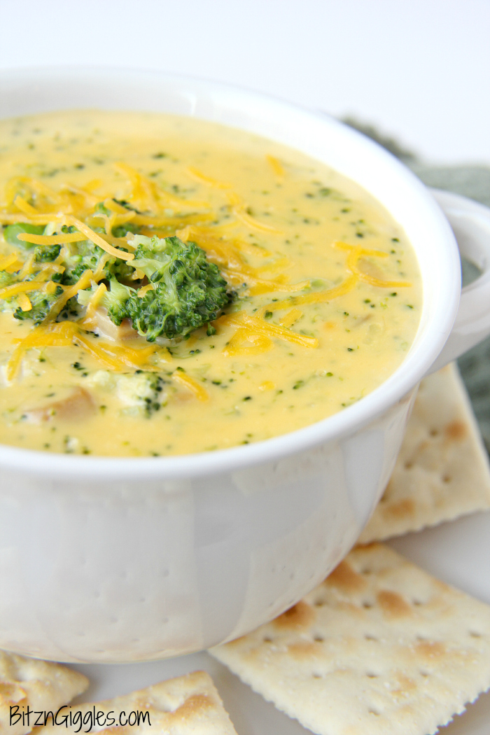 Cheesy Broccoli Soup- This cheesy, comforting and delicious soup goes perfectly alongside sandwiches and salads!