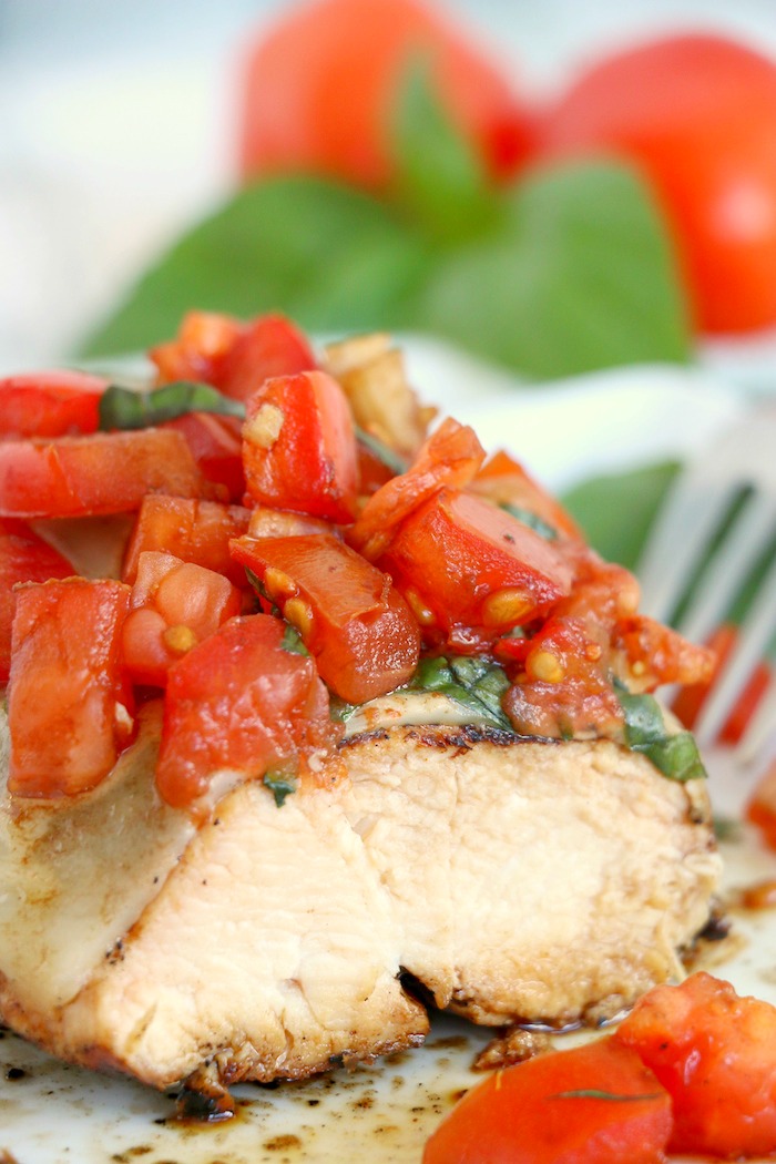 grilled chicken with slice cut out