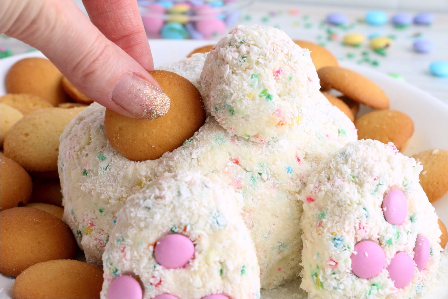 dessert cheese ball in the shape of a bunny butt