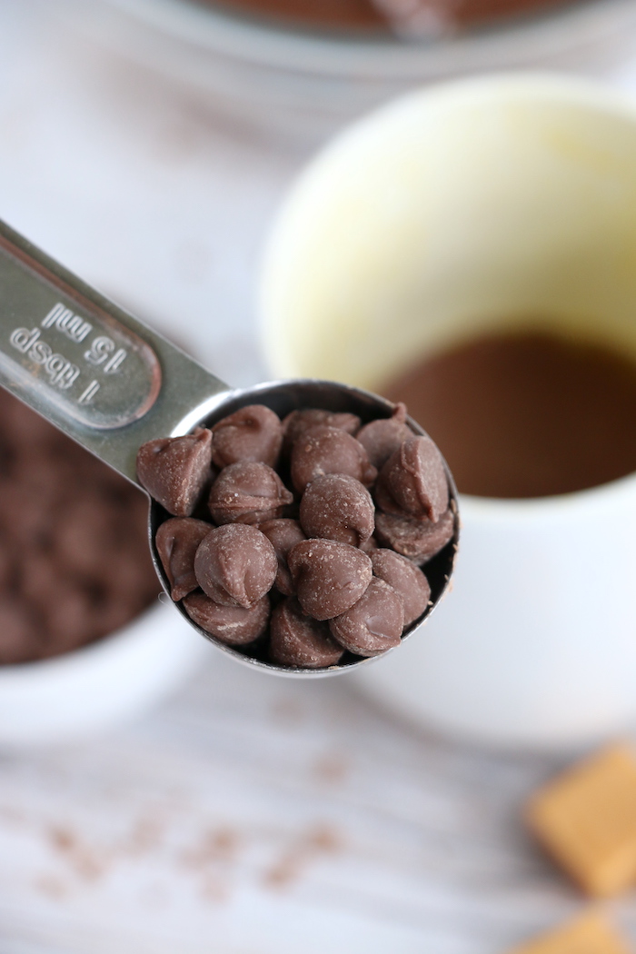 tablespoon filled with chocolate chips