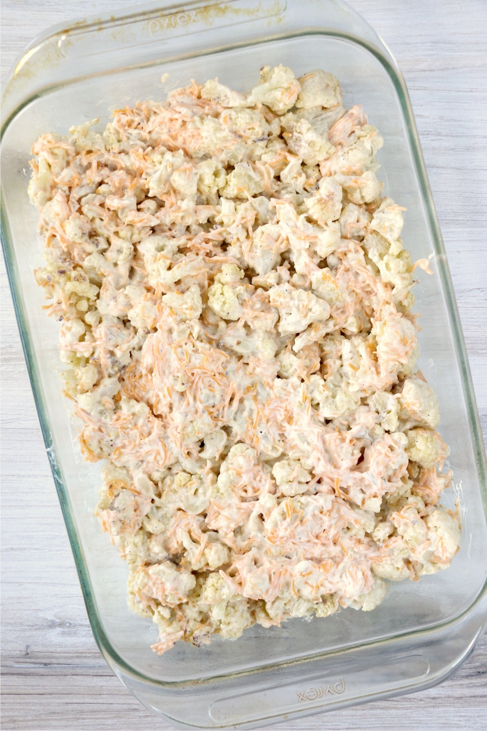 Cauliflower casserole in a baking pan
