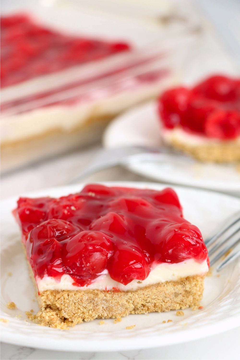 cherry bar on a dessert plate