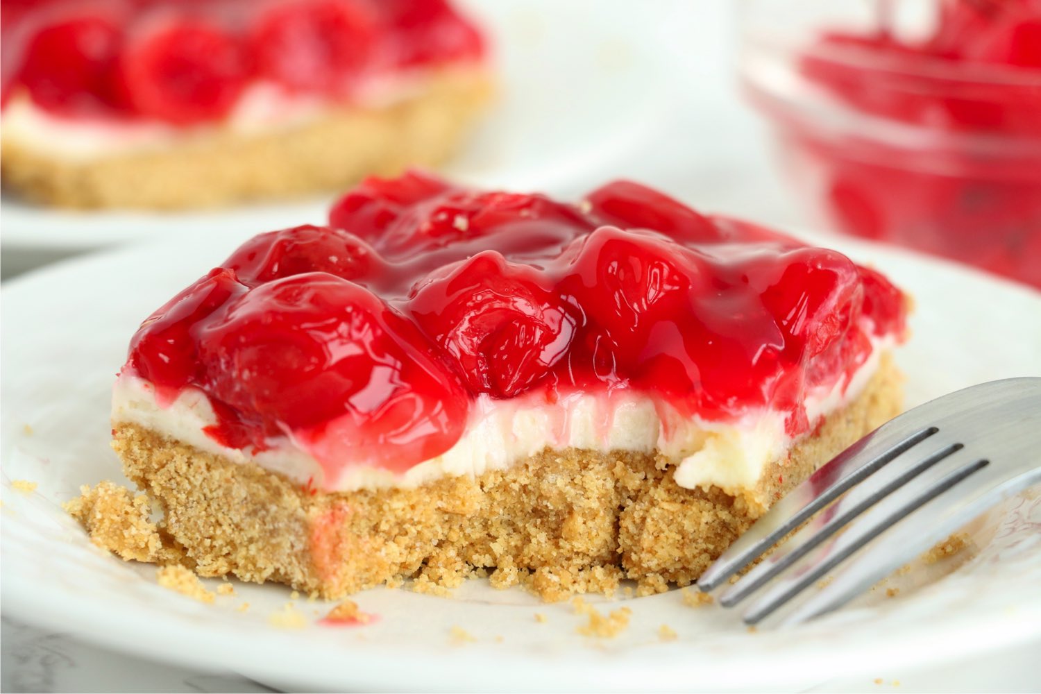 fork digging into a cherry bar