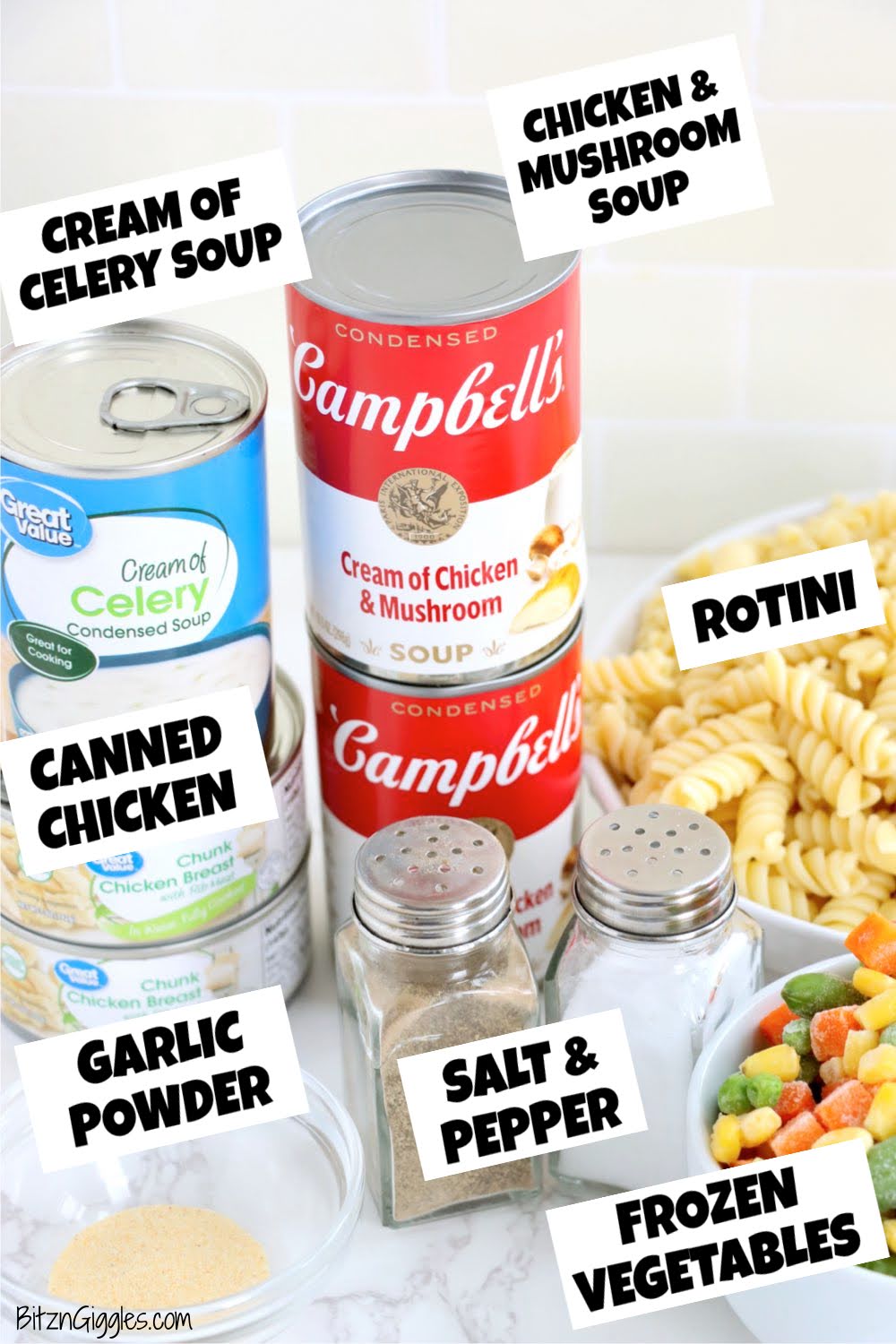 ingredients for making chicken pot pie pasta