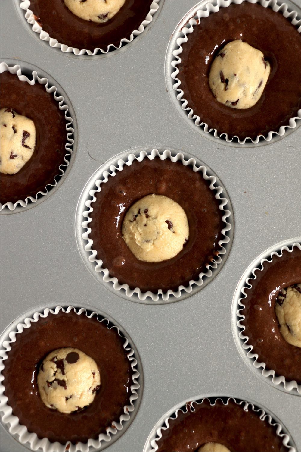 cookie dough on top of cake batter