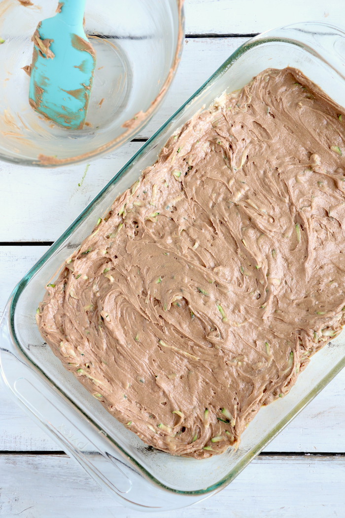 Zucchini Cake - Rich and moist chocolate zucchini cake topped with chocolate peanut butter frosting.