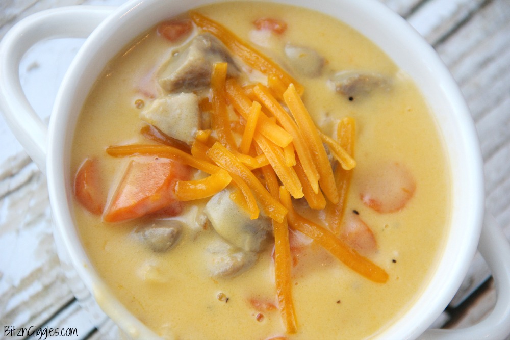 Beer Brat Cheesy Chowder - A flavorful, cheesy and delicious Midwestern-inspired chowder sure to satisfy the heartiest of appetites!