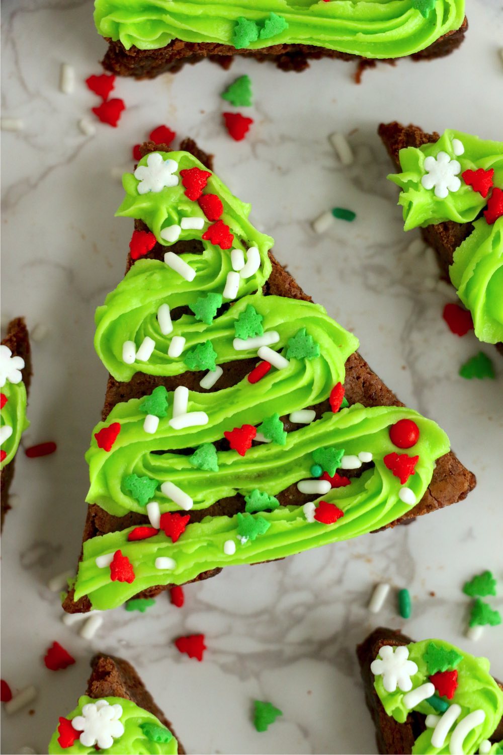 Brownie in the shape of an Xmas tree